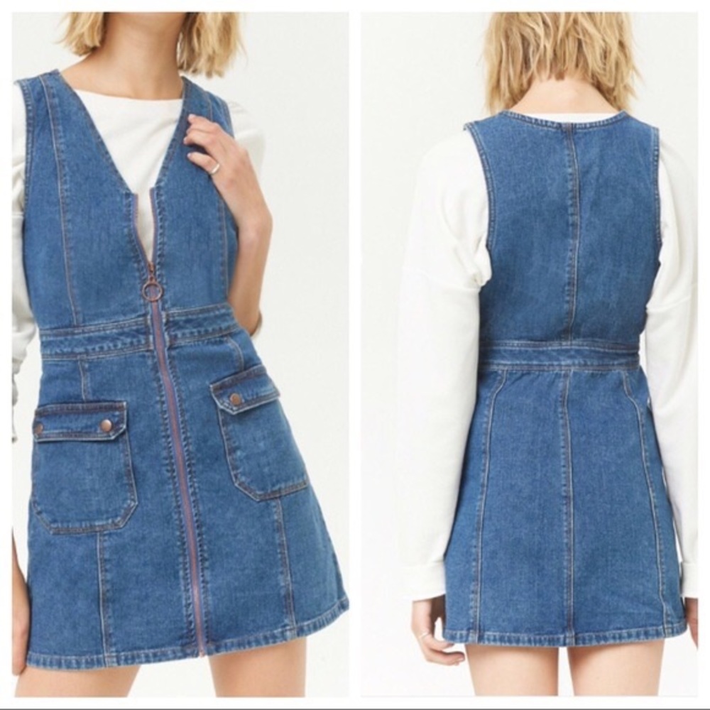 F21 Zip Front Denim Mini Dress